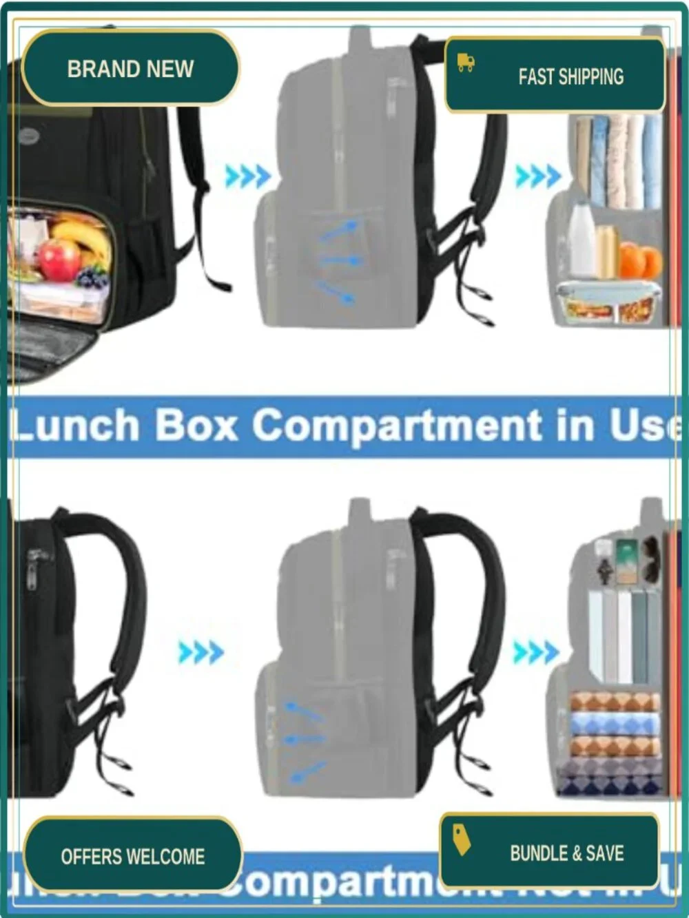 Work Laptop Backpack with Insulated Cooler Pocket, 17
